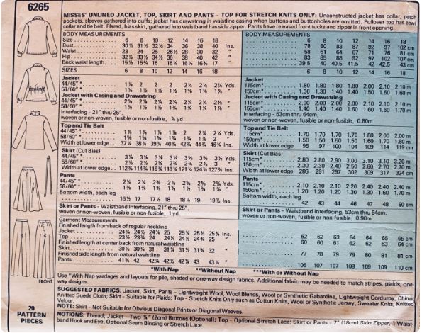 80s Bias Skirt Cowl Neck & Jacket Straight Leg Pants Suit Top Plus Size Modest Vintage Sewing Pattern McCalls 6265 B38