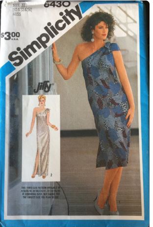 70s One Shoulder Dress Evening Gown Formal Wedding Gown Cruise Dresses Vintage Sewing Pattern Simplicity 6430 S M