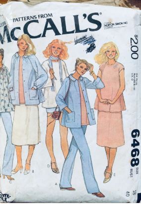 70s 80s Maternity Wardrobe Pants Top Jacket Skirt Minimalist Plus Size Easy Vintage Sewing Pattern McCalls 6468 B40