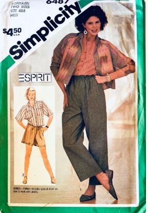 80s Loose Fitting Casual Wide Leg Pants Loose Shorts Button Front Shirt Esprit Petite Vintage Sewing Pattern Simplicity 6487 B30 B31