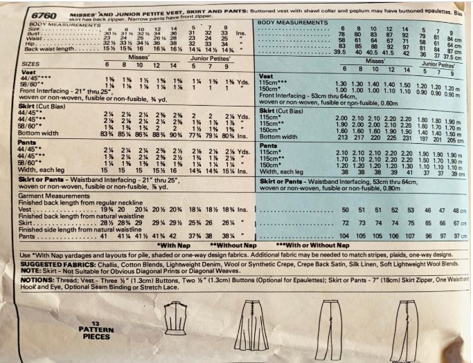 McCalls 6760 B33, High Waist Pants Pattern, Fitted Vest Sewing Pattern, Vest Patterns Sewing, Straight Leg Pants Pattern, Menswear Inspired