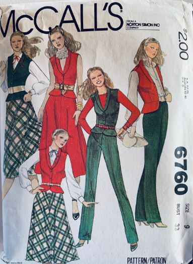 McCalls 6760 B33, High Waist Pants Pattern, Fitted Vest Sewing Pattern, Vest Patterns Sewing, Straight Leg Pants Pattern, Menswear Inspired