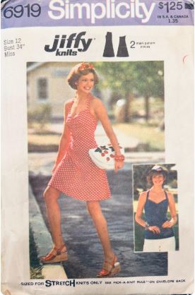 70s Halter Neck Sun Dress Sundress JIFFY Easy Vintage Sewing Pattern Simplicity 6919 B34