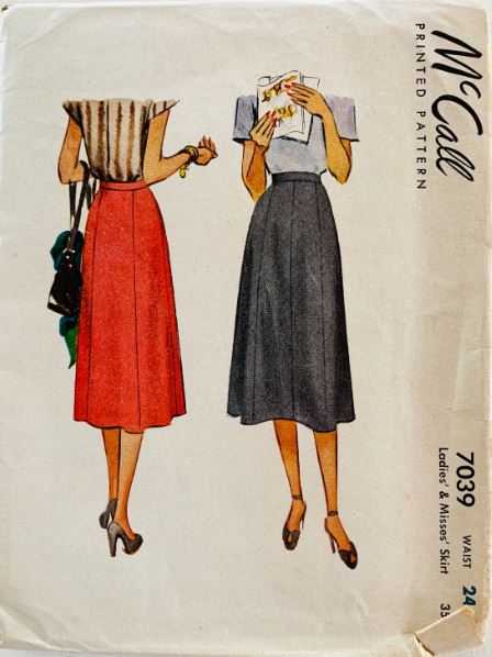 40s Panelled Below Knee Midi Skirt Easy Petite Vintage Sewing Pattern Mccalls 7039 W24