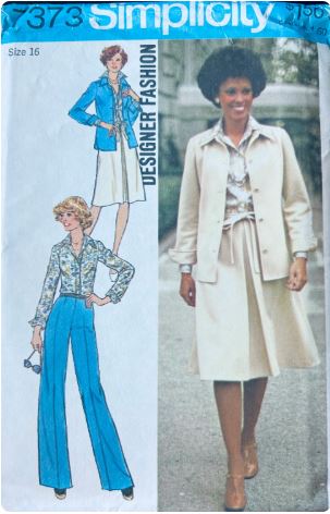 70s Womens Suit Pleat Front Skirt Jacket Wide Leg High Waist Pants Plus Size Vintage Sewing Pattern Simplicity 7373 B38