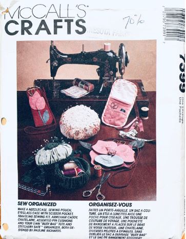Sewing Room Decor Chatelaine Bed Caddy Pincushion Home Decor Organizer Organization Vintage Sewing Pattern McCalls 7399
