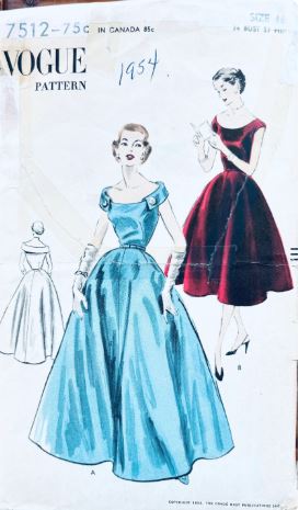 50s Fit N Flare Ball Gown Cocktail Dress Prom Bridesmaid Formal Wedding Bridal Dresses Wounded Bird Sewing Pattern Vogue 7512 B34