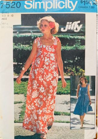 70s Sleeveless Muumuu Maxi Dress Muu Muu Cruise Summer Dresses EASY Petite Vintage Jiffy Sewing Pattern Simplicity 7520 Small