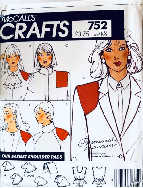 80s Shoulder Pads Shoulderpad & Pullover Camisole Vintage Sewing Pattern McCalls 752