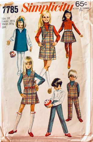 60s Girls V Neck Jumper Dress Skirt Separates Trousers Pants Sleeveless Top Vintage Tween Sewing Pattern Simplicity 7785 B28 Size 10