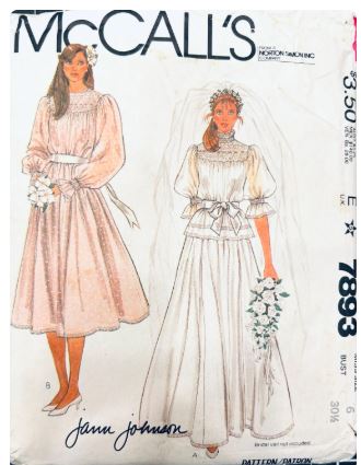 80s Loose Boho Edwardian Inspired Wedding Cottagecore Dress Petite Vintage Sewing Pattern McCalls 7983 B30