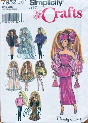 Ethnic Bridal Peignoir Leggings Club Dress Coat 11 1/2" Fashion Doll Clothing Wardrobe Clothes Wendy Everett Sewing Pattern Simplicity 7959