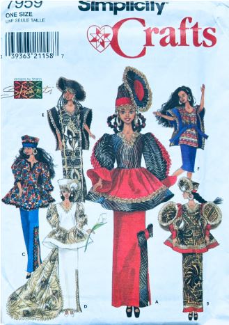 11 inch Fashion Doll Ethnic Costumes African Princess Tribal Clothing Dolls Sewing Pattern Simplicity 7959