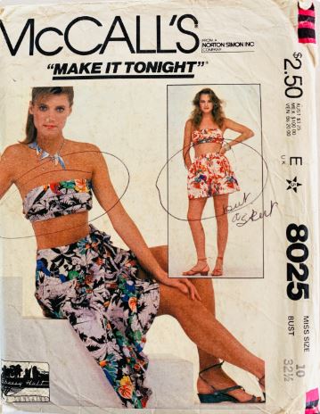 80s Bandeau Top Wrap Skirt Loose Shorts Cruisewear Easy Petite Vintage Sewing Pattern McCalls 8025 B32