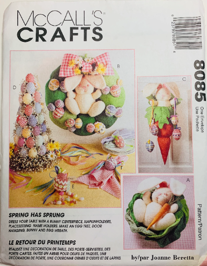 Cute Easter Bunny Rabbit Holiday Home Decor Wreath Toys Egg Tree Sewing Pattern McCalls 8085