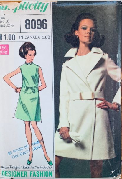 60s Wrap Trench Spy Coat A Line Sleeve Dress Trenchcoat Vintage Petite Sewing Pattern Simplicity 8096 B32