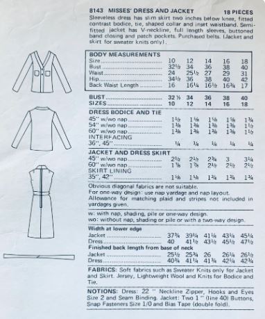 70s Fitted Womens Suit Sleeveless Top w/ Tie A Line Skirt V Neck Blazer Jacket Vintage Petite Sewing Pattern Vogue 8143 B32