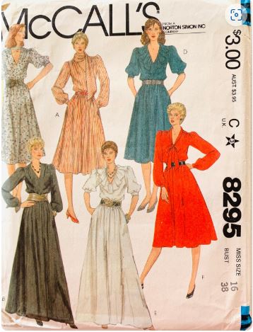 80s V Neck Ruffled Dress Flared Skirt Maxi Evening Cocktail Dress Plus Size Vintage Sewing Pattern McCalls 8295 B38