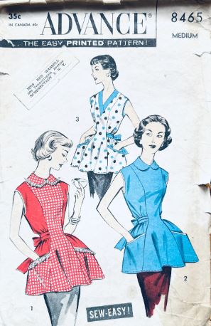 50s Full Apron Cobblers Aprons Pinafore Pinny Vintage Sewing Pattern Advance 8465 M