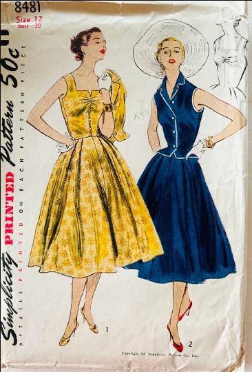 Vtg 50s Womens Fit N Flare Sun Dress Sundress Petite Pattern Simplicity 8481 B30