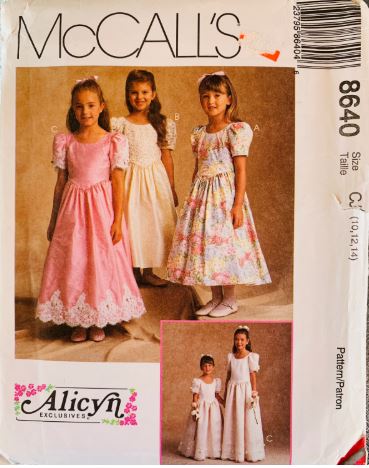 Girls Fancy Tea Length Dress Flower Girl Confirmation Alicyn Exclusives Vintage Sewing Pattern  McCalls 8640 10 12 14