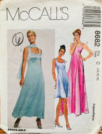 90s Empire Waist Slip Dress Sleeveless Prom Dresses Bridesmaid Wedding Vintage Sewing Pattern McCalls 8682 32 34 36