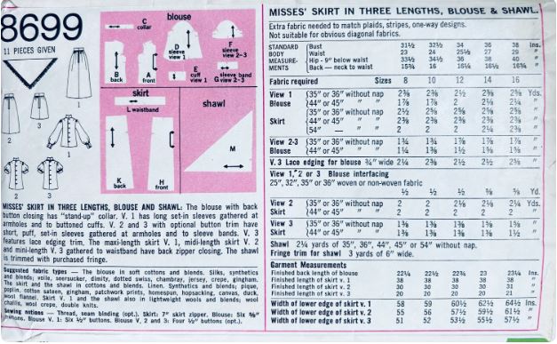 70s Dirndl Skirt in 3 Lengths Mini Maxi Skirts Puff Sleeve Top Blouse Petite Vintage Sewing Pattern Simplicity 8699 B31