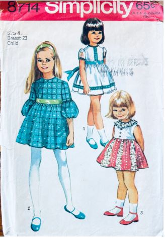 Girls Summer Sleeveless Dress Long Sleeve Juliet Sleeve Dresses Toddler Vintage Sewing Pattern Simplicity 8714 4