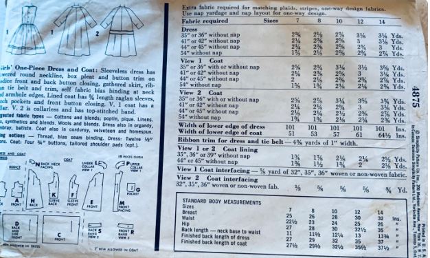 60s Girls Sleeveless Party Dress w/ Matching Button Front Coat Vintage Sewing Pattern Simplicity 4875 8