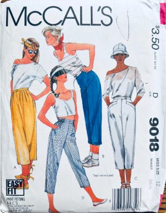 80s Womens Capris Pants Capri Pant Clamdiggers Cropped Ankle Length Trousers Vintage Sewing Pattern McCalls 9018 W26