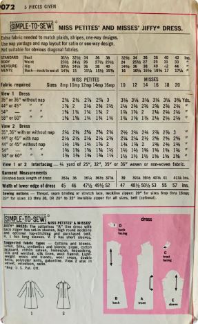 60s A Line Dress Modest Simple Minimalist Easy Jiffy Patterns Sewing Patterns Simplicity 9072 B34