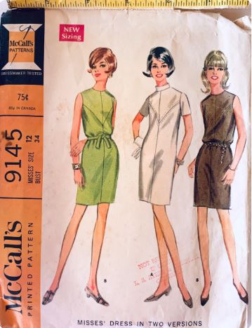 60s Sleeveless Shift Dress w/ Geometric Seams Cute Dresses Vintage Sewing Pattern McCalls 9145 34