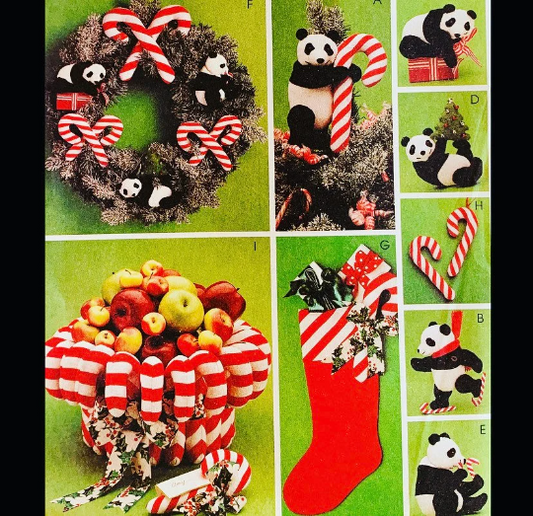 Christmas Holiday Decorations Panda Theme Wreath Ornaments Home Decor Sewing Pattern McCalls 9501