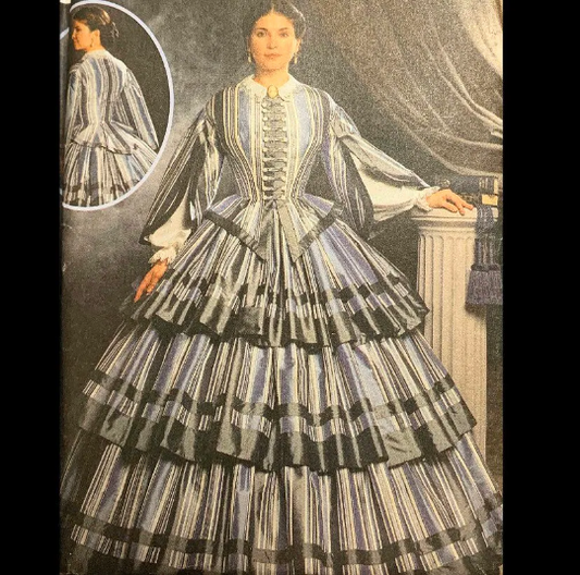 Civil War Era Dress Southern Belle Gown Antebellum Reenactor Costume Plus Size Sewing Pattern Simplicity 9761 14 16 18 20