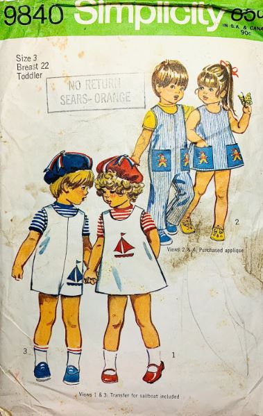 Toddler Brother Sister Summer Matching Outfits Overalls Romper Jumpsuit Dress Vintage Sewing Pattern Simplicity 9840 3 Toddlers