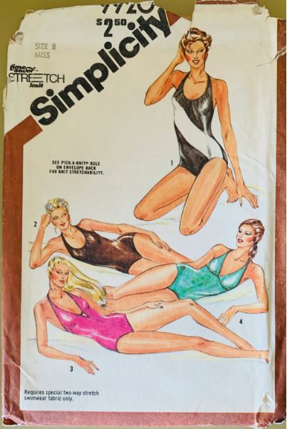 80s Womens One Piece Tank Halter Swimsuit, Swim Suit Bathing Suit Beachwear Vintage Petite Sewing Pattern Simplicity 9920 B31