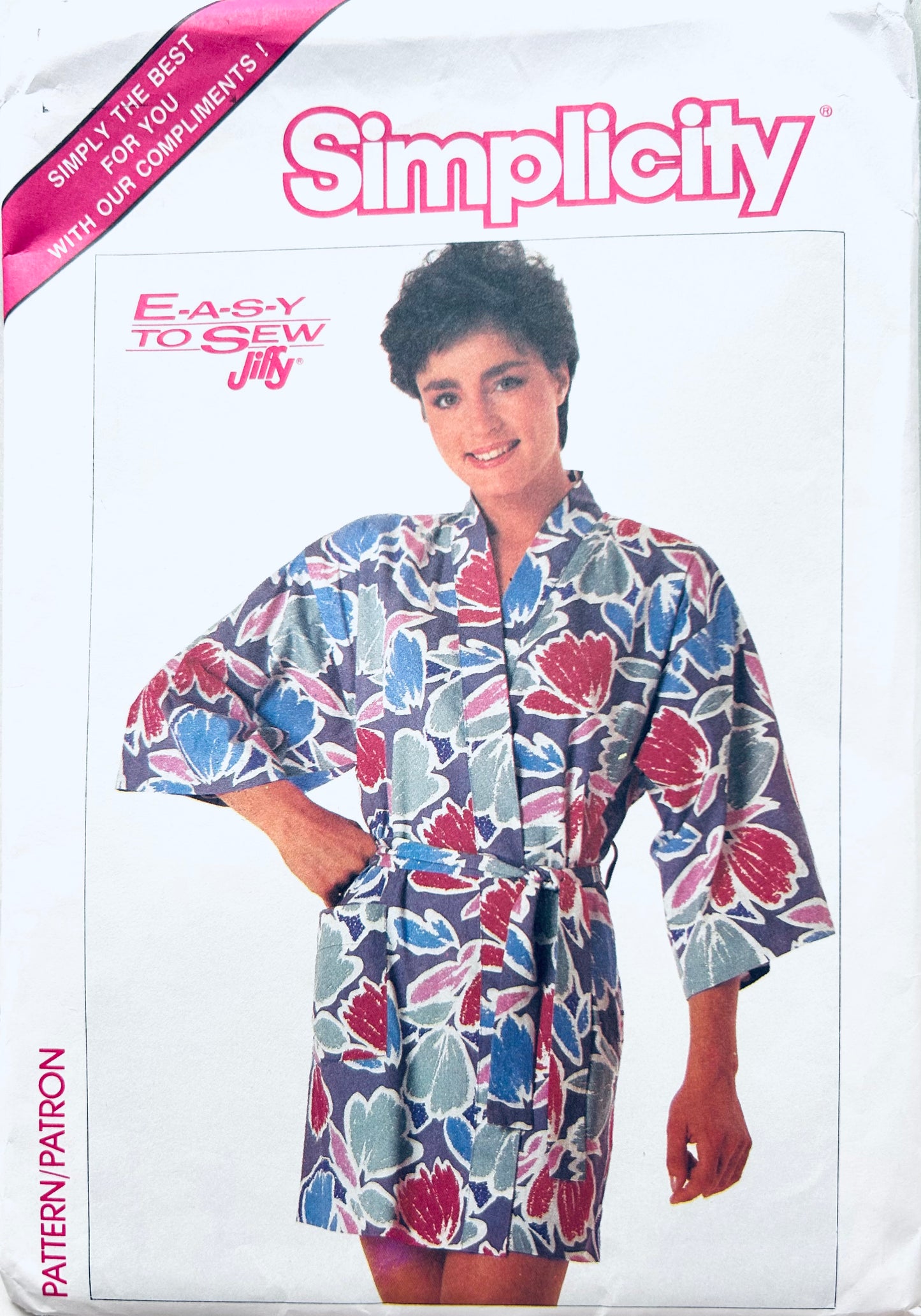 80s Short Wrap Robe Spa Kimono Robes Easy Plus Size Petite Jiffy Sewing Pattern Simplicity