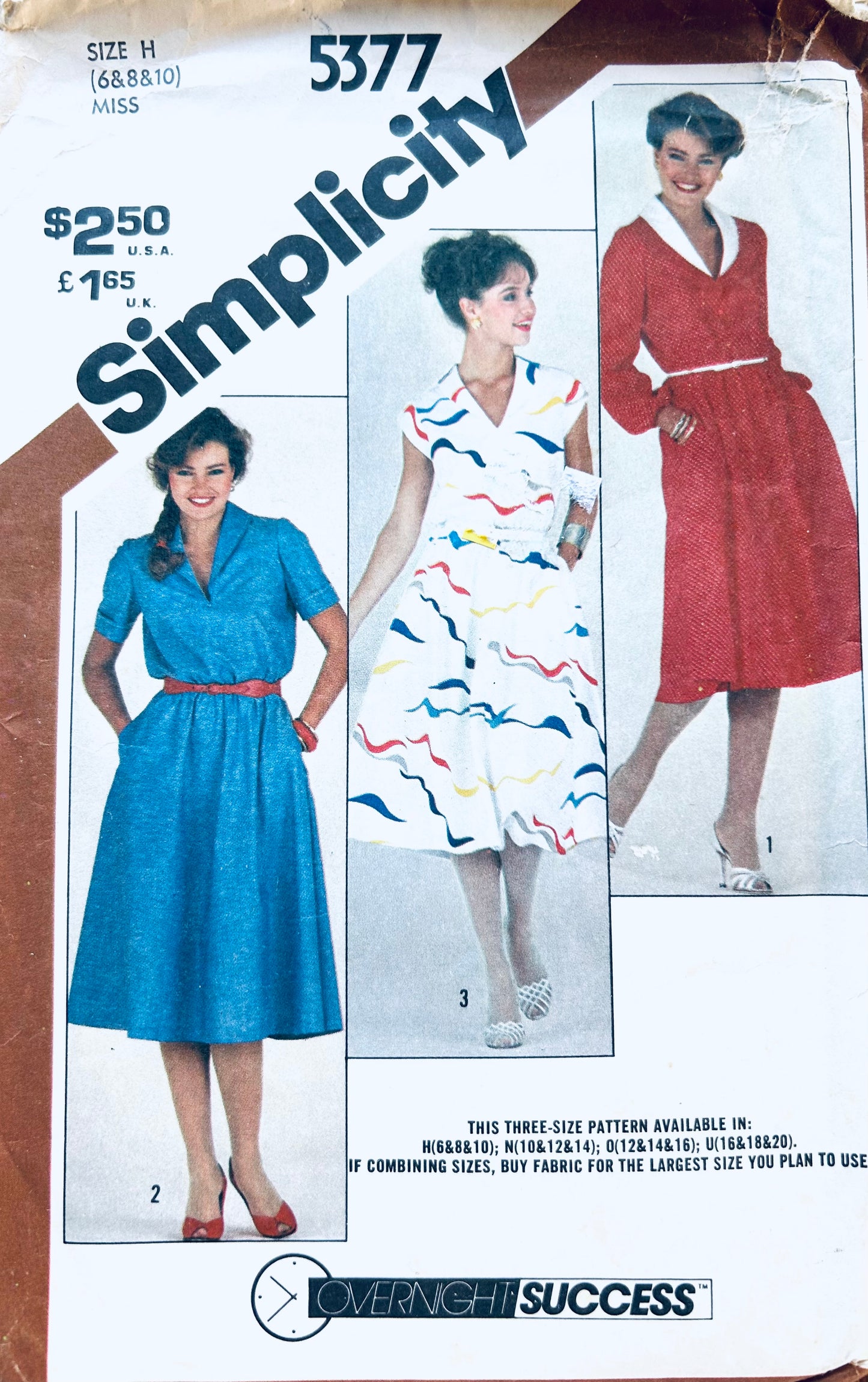 80s Fit N Flare Cap Sleeve Day Dress w/ Pockets Petite Vintage Vintage Sewing Pattern 5377 B30
