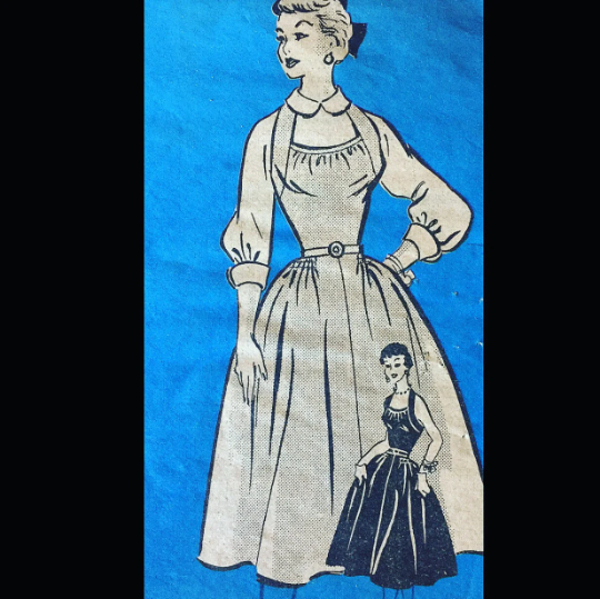 50s Gathered Bustline Halter Full Skirt Jumper Dress Peter Pan Collar Blouse Petite Vintage Sewing Pattern Anne Adams 4635 B31