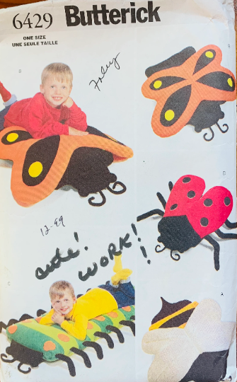 Whimsical Kids Ladybug Bumble Bee Bug Caterpillar Pillow Case Cover Home Decor Sewing Pattern Butterick 6429