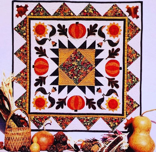 Fall Quilt w/ Pumpkins Autumn Theme Wall Hanging Quilting Pattern Fall Harvest