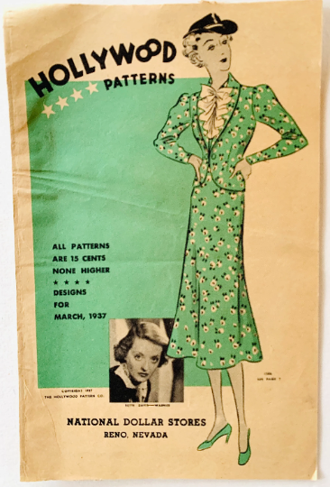 30s Hollywood Sewing Pattern Brochure Pamphlet Vintage Monthly Magazine March 1937 Bette Davis Olivia de Havilland Fashion Reference
