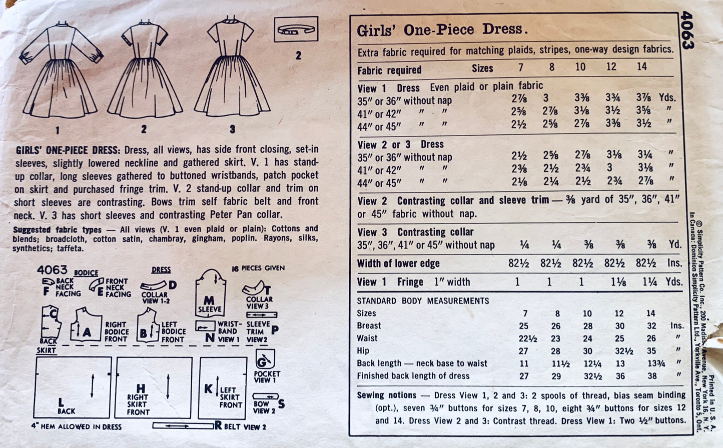 60s Girls Asymmetrical Button Front Fit N Flare Tween School Dress  Vintage Sewing Pattern Simplicity 4063 12