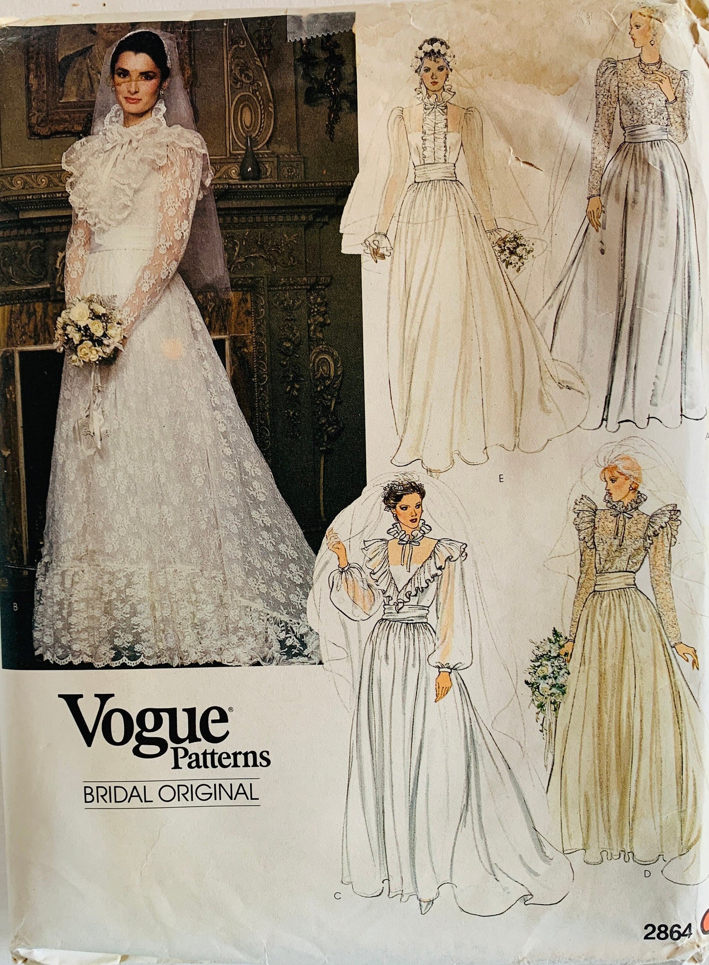 Gorgeous Ruffled Lacy Wedding Gown w/ Bodice Options Prairie Victorian InspiredPetite Vintage Sewing Pattern Vogue 2864 B32