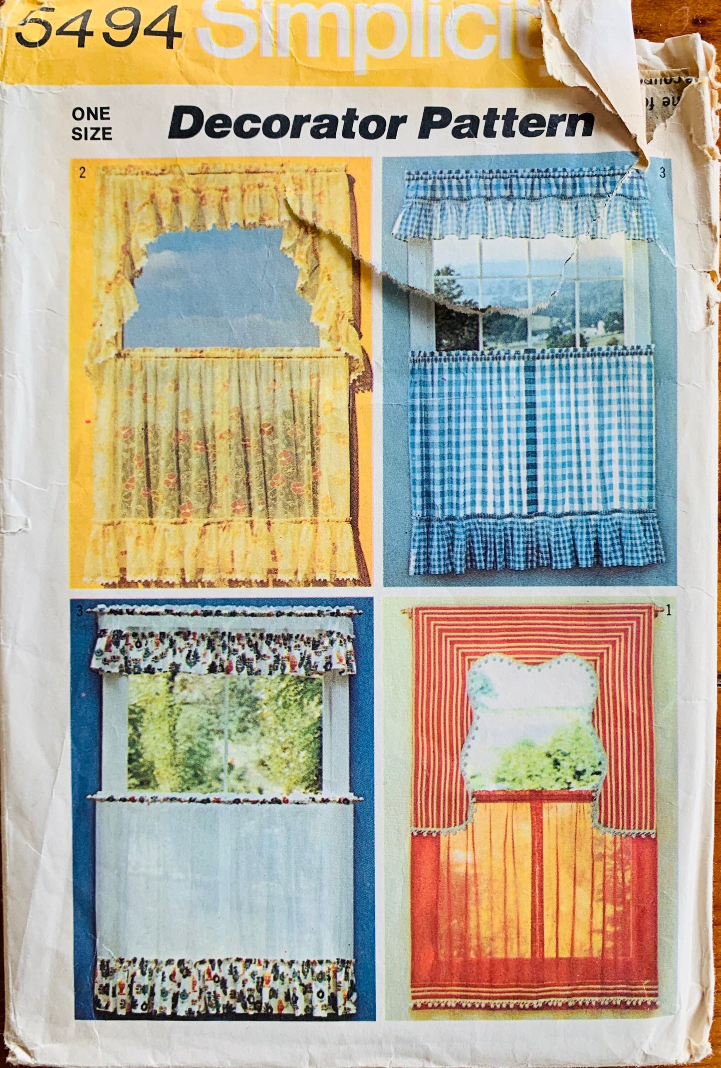 70s Cafe Kitchen Curtains & Valance Window Treatments Home Decor Sewing Pattern