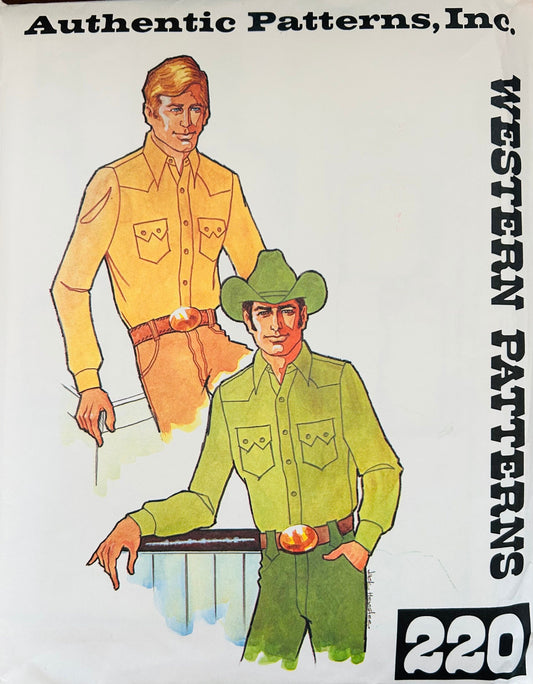 Men's Western Yoked Cowboy Shirt Rodeowear Rodeo Shirts Southwestern Vintage Sewing Pattern Authentic 220 36
