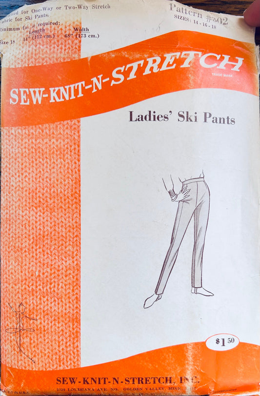80s Ski Pants Stirrup Skinny Pants Vintage Sewing Pattern Sew Knit N Stretch Plus Size Vintage Sewing Pattern 302 14 16 18
