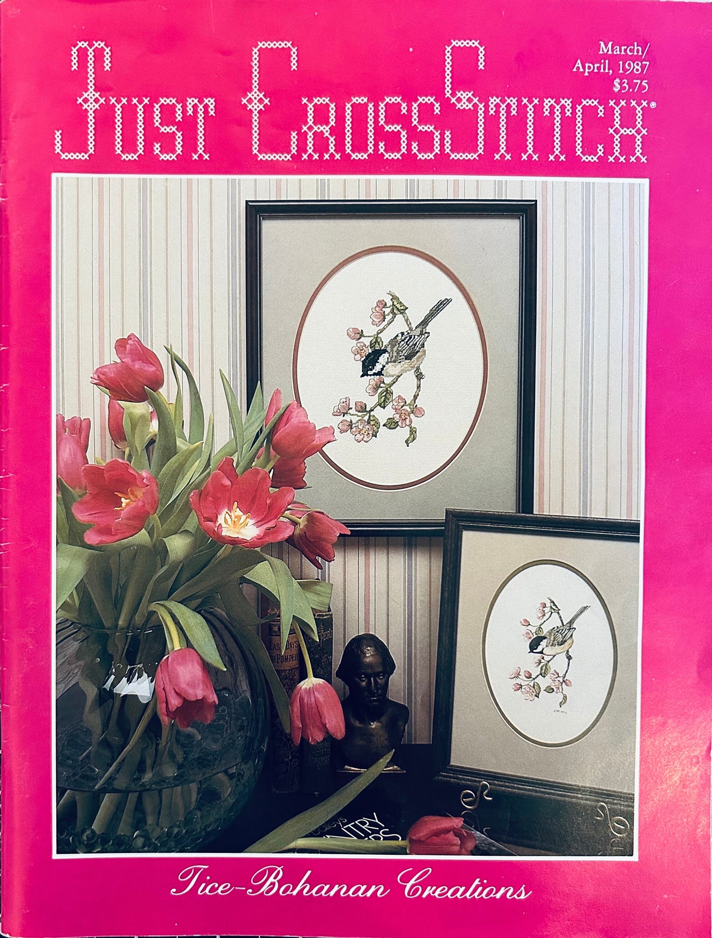 Just Cross Stitch Vintage Magazine March April 1987 Crossstitch Patterns Samplers Monarch Butterfly
