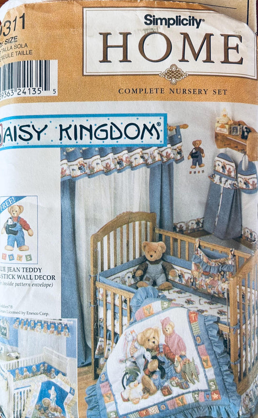 Daisy Kingdom Nursery Decor Baby Quilt Sheets Laundry Bag Bib Vintage Sewing Pattern Simplicity 9311
