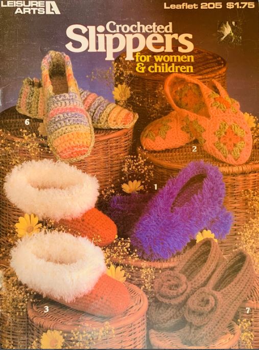 Leisure Arts Pattern Book for Crocheted Slippers Booties Patterns Vintage Magazine Booklet